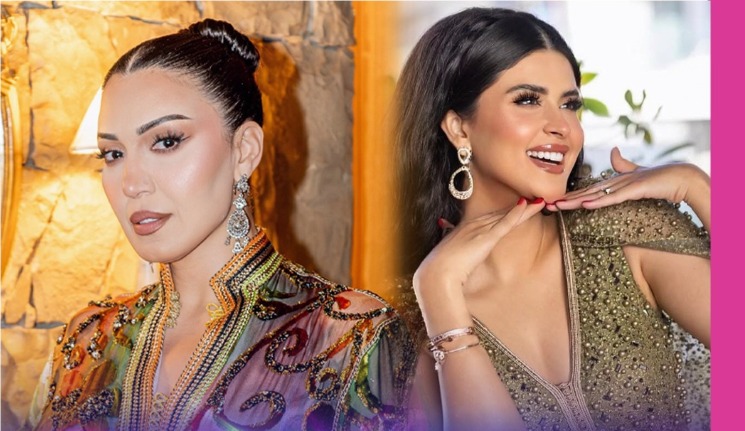صورة مركبة تجمع الفنانتين المغربيتين سلمى رشيد وأسماء لمنور في إطلالتين أنيقتين