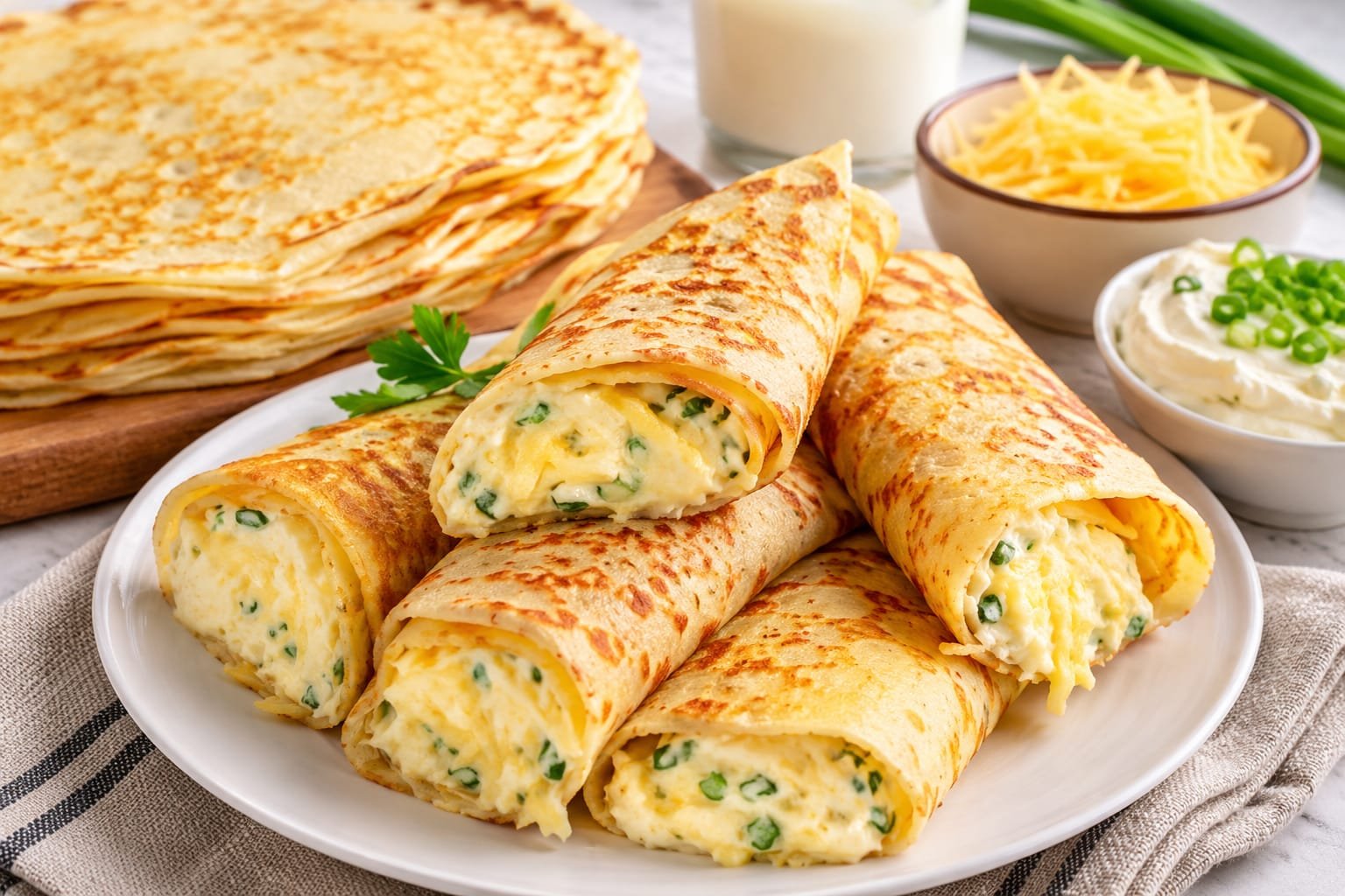 كريب بالجبن لفطور لذيذ